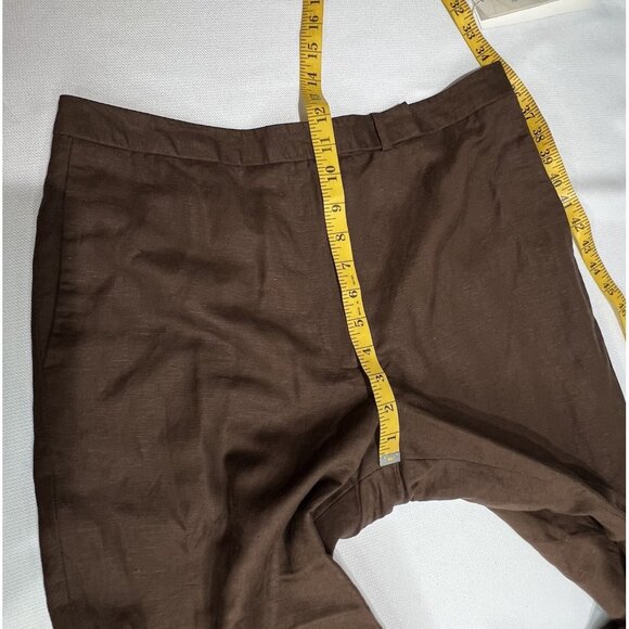 Annie Alexander Vintage Womens Linen Blend Wide Leg Crop Pants Sz 10 Brown Lined - Picture 9 of 15